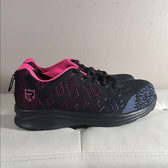 Stylish Black and Pink Women's Sneakers/ steel toe work shoes - Picture 5 of 8